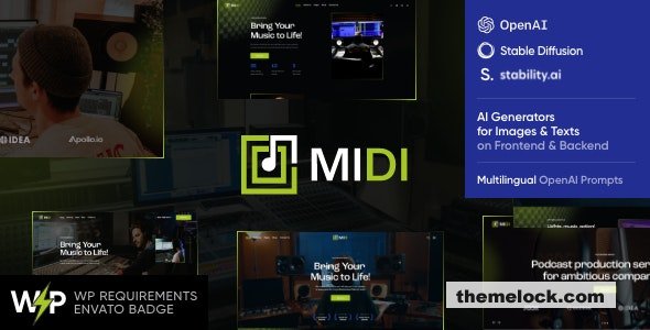 free Download Midi v1.7 – Sound & Music Production WordPress Theme Nuled