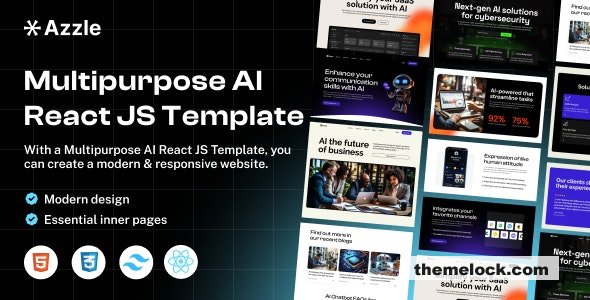free Download Azzle – AI Technology & Startup React Template Nuled
