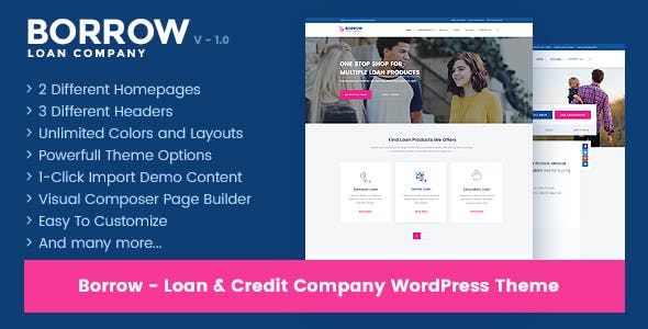 free Download Borrow v1.6.6 – Loan Company Responsive WordPress Theme Nuled