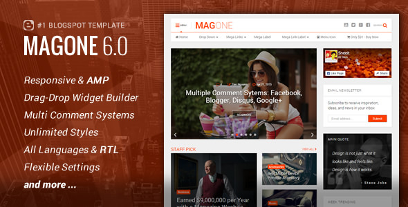 free Download MagOne v6.9.961 – Responsive News & Magazine Blogger Template Nuled