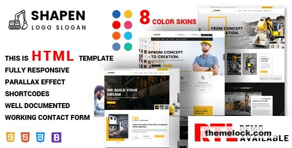 free Download Shapen – Construction HTML Template Nuled